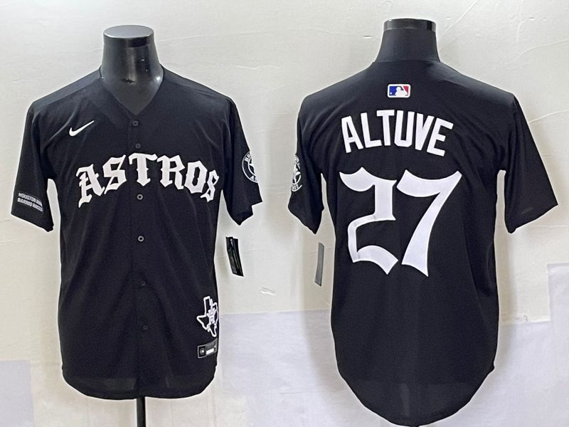 Men 2025 Houston Astros #27 Altuve Black Seven generations Joint Name Nike MLB Jersey style 13->houston astros->MLB Jersey